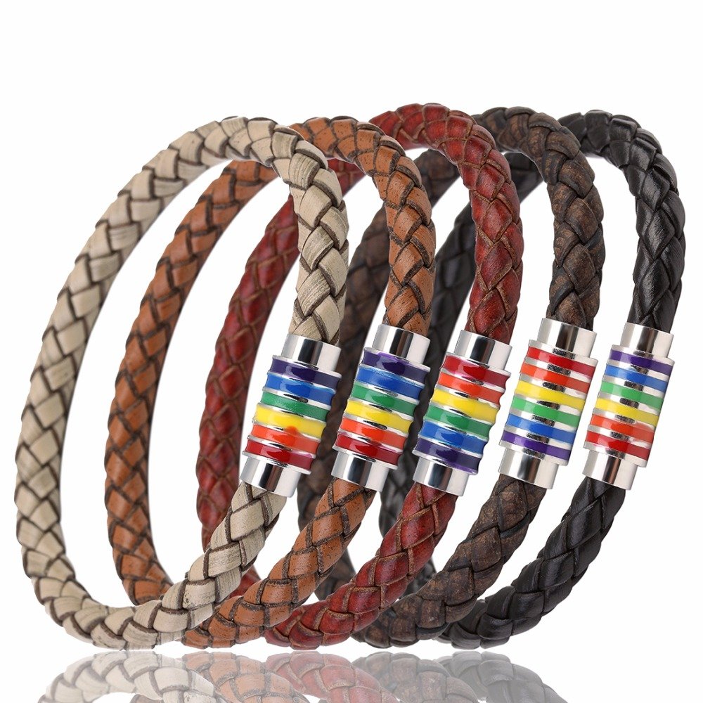 Lgbt Pride Braided Leather Bracelet Queerks™ 1735