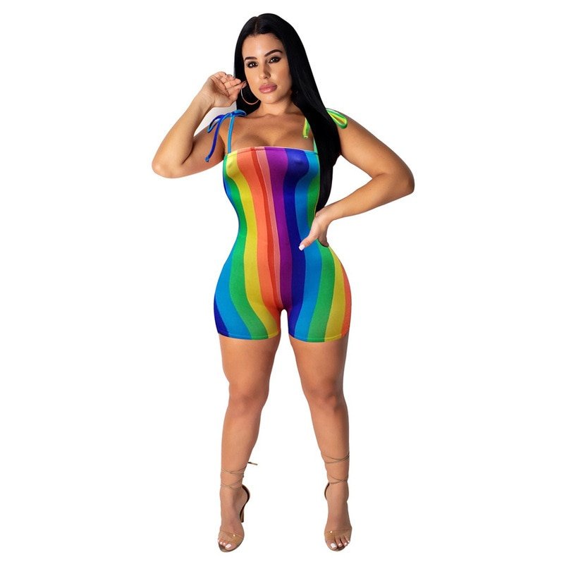 Sexy Rainbow Striped Playsuit Romper Queerks™