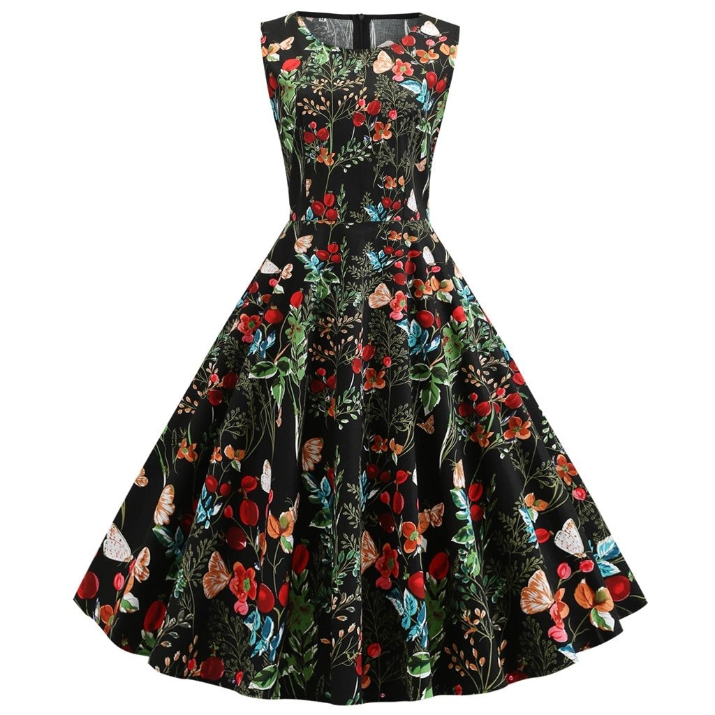 Colorful Floral Print Vintage Dress - Queerks™