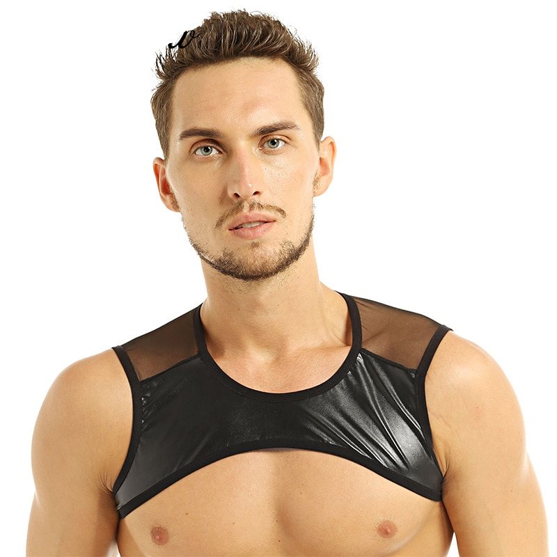 Faux Leather Sheer Mesh Half Tank Top Vest - Queerks™