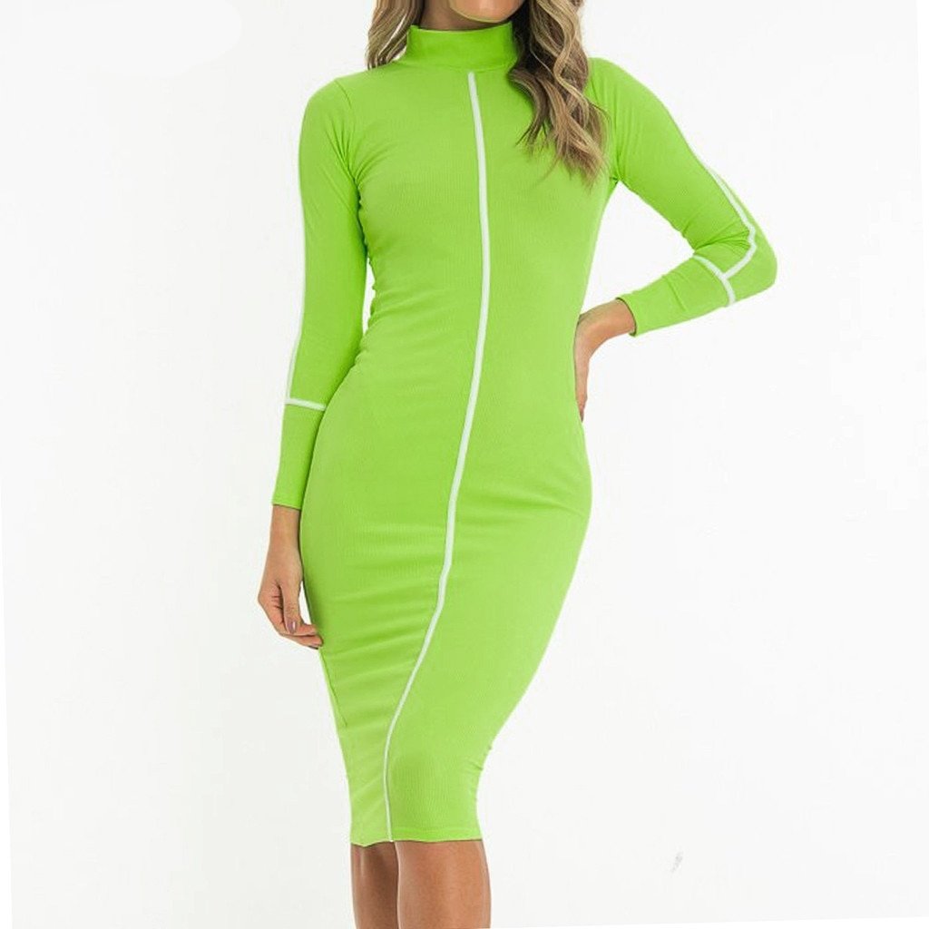 Sexy Bodycon Color Block Party Dress 6 Colors Queerks™ 